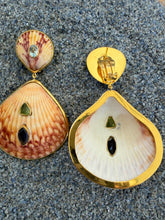 Scallop Drop Earrings with Topaz & Tanzanite