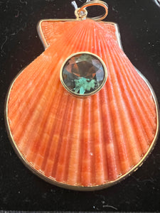 St. James Scallop Pendant with Tourmaline