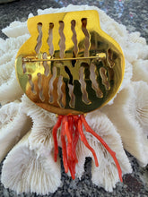 Scallop Brooch with Italian Red Coral