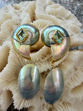 Nautilus Heart Drop Earrings with Aquamarine