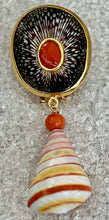 Cone Shell Earrings with Coral Cabochons