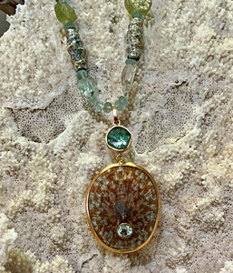 Necklace of Roman Glass and Aquamarine