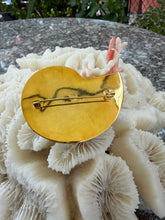 Nautilus Heart Brooch with Blue Topaz & Pink Coral