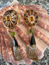 Limpet Earrings with Ocean Jasper Drops and Peridot
