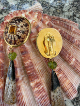 Limpet Earrings with Ocean Jasper Drops and Peridot