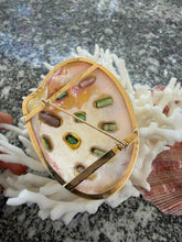 14-karat Calista Shell Brooch with Tourmaline Cabochons