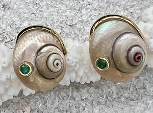 14-Karat Snail Earrings with Emeralds