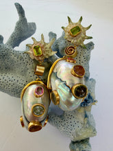 Astria & Nautilus Shell Drop Earrings with Tourmalines