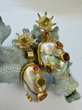 Astria & Nautilus Shell Drop Earrings with Tourmalines