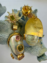 Astria & Nautilus Shell Drop Earrings with Tourmalines