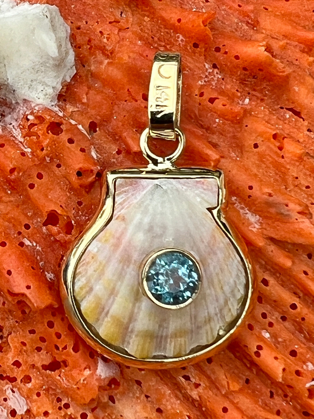 14-Karat Lorelei  Scallop Charm with Topaz