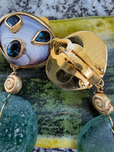 Purple Clam & Ancient Roman Glass Drop Earrings