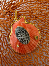 St. James Scallop Pendant with Fossilized Coral & Peridot