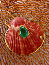 St. James Orange Scallop Pendant with Emerald