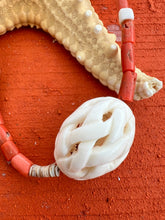 Italian Coral Necklace with White Bone Beads