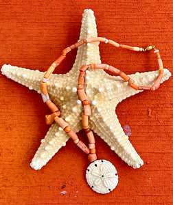 Red Coral Necklace with a Sand Dollar Pendant