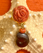 Apple Coral Earrings with Ammonites