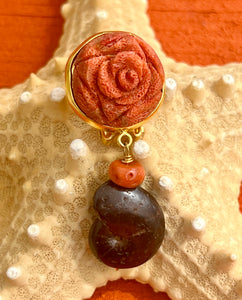 Apple Coral Earrings with Ammonites