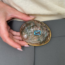 Red Abalone Shell Belt Buckle with Blue Topaz