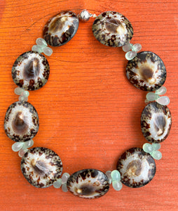 Limpet Shell and Green Amethyst Necklace