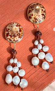 Tortoise Limpet and Pearl Vermeil Earrings