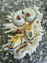 Nautilus Drop Earrings with Tourmalines