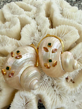 Pearled Turbo Shell Earrings with Sapphires