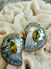 Leopard Nautilus Shell Earrings with Tourmaline