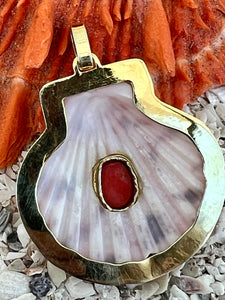 St. James Scallop Pendant with Coral