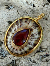 Limpet Shell Pendant with Pyrope Garnet