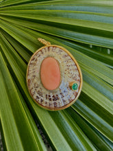 Antique Limpet Shell Pendant with Coral Cabochon