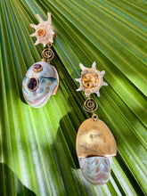 Nautilus Heard Drop Earrings with Colored Gemstones