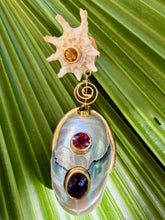 Nautilus Heard Drop Earrings with Colored Gemstones