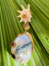 Nautilus Heard Drop Earrings with Colored Gemstones