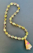 Beaded Citrine Necklace with Conus Shell Pendant Sporting a Pink Topaz