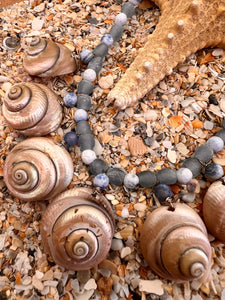 Turbo Shell Necklace with African Antique Glass Beads