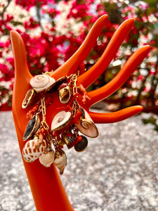 Seashell Charm Bracelet with Italian Coral