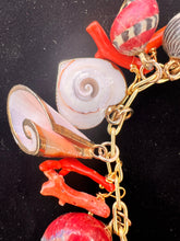 Seashell Charm Bracelet with Italian Coral