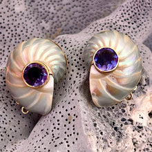 Nautilus Heart Earrings with Round Tanzanite