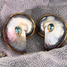 Nautilus Heart Earrings with London Blue Topaz