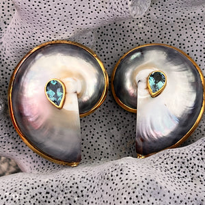 Nautilus Heart Earrings with London Blue Topaz