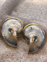 Nautilus Heart Earrings with London Blue Topaz