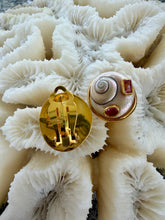 Semi-pearled Shell Earrings with Tourmaline