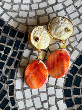 Clam & Spondilius Shell Drop Earrings with Tourmalines