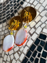 Clam & Spondilius Shell Drop Earrings with Tourmalines