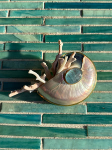 Nautilus Brooch with Kunzite Cabochon