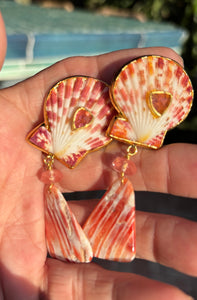 Scallop Earrings with Pink Tourmalines