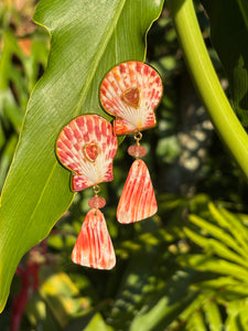 Scallop Earrings with Pink Tourmalines