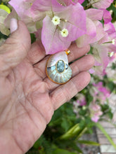 Nautilus Heart Pendant with Sugar Aquamarine