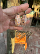 Brown Conus Drop Earrings with Sapphire